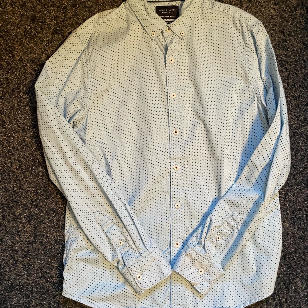Men’s Denim & Flower Dress Shirt